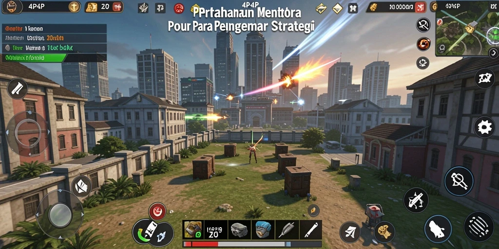 Tampilan gameplay 4P4P yang menegangkan dalam pertahanan menara.