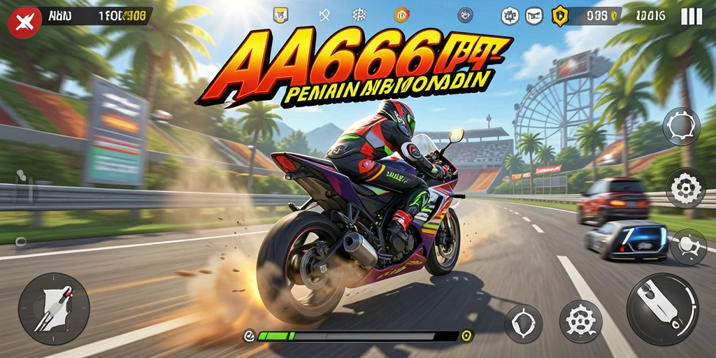 Gameplay seru dalam balapan motor yang menegangkan.