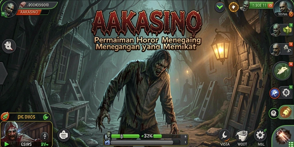 Screenshot utama AAKASINO menampilkan momen mencekam dalam gameplay horor.