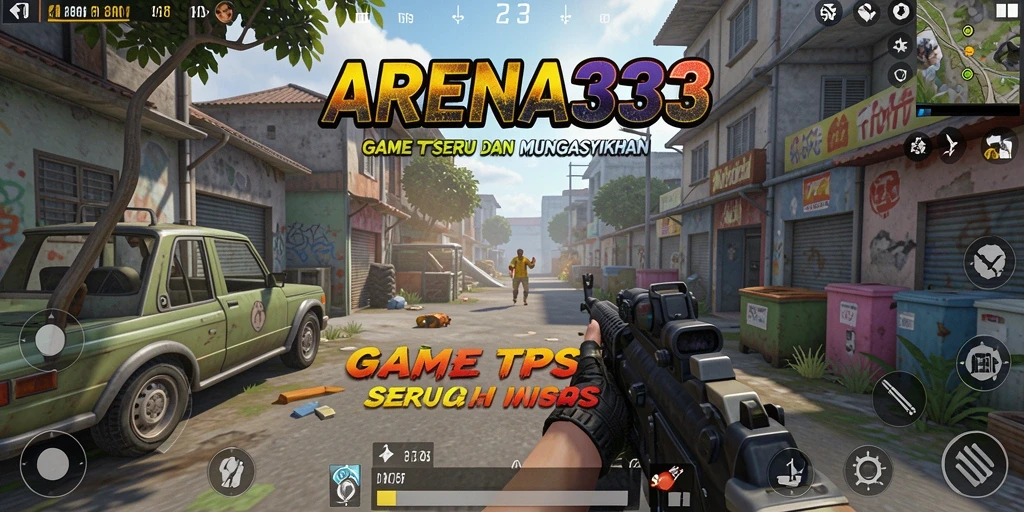Tangkapan layar dari gameplay ARENA333 dengan aksi tembak-menembak yang seru.