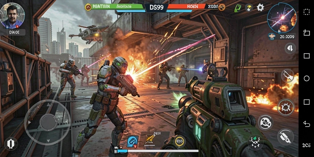 Screenshot dari gameplay <strong>DS99</strong> menampilkan aksi pertempuran yang mendebarkan.