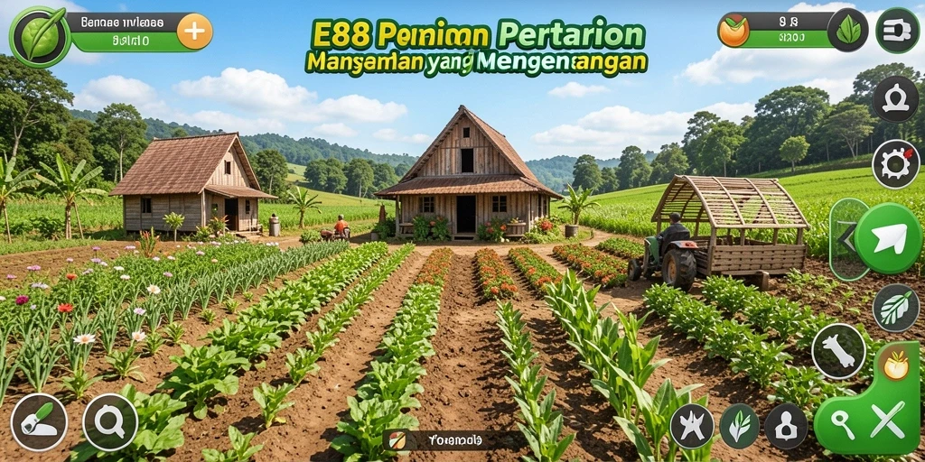 Tampilan screenshot E88 yang menampilkan gameplay pertanian yang asyik.