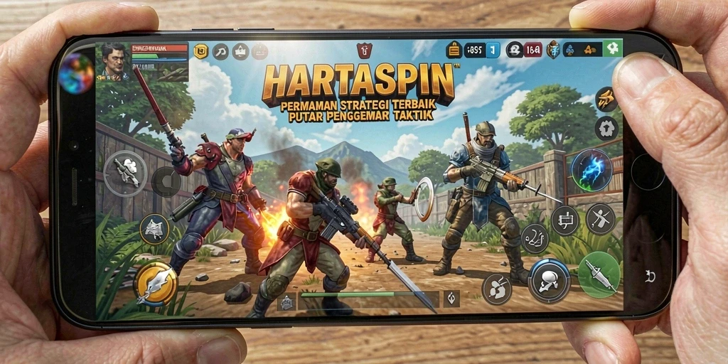 Tampilan gameplay HARTASPIN yang penuh strategi dan taktik mendalam.