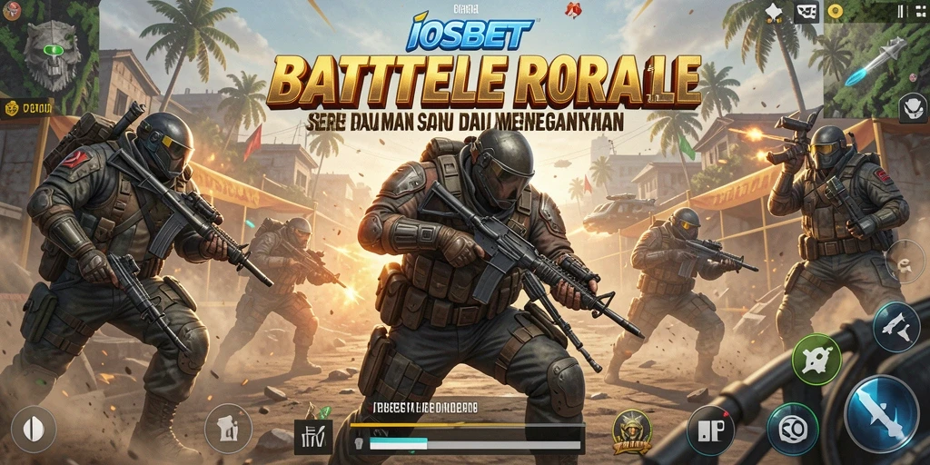 Screenshot gameplay IOSBET menampilkan aksi Battle Royale yang seru.