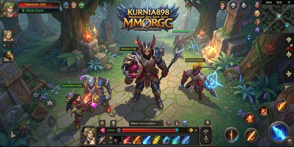 Screenshot gameplay KURNIA898 menunjukkan pertempuran epik dalam dunia MMORPG.