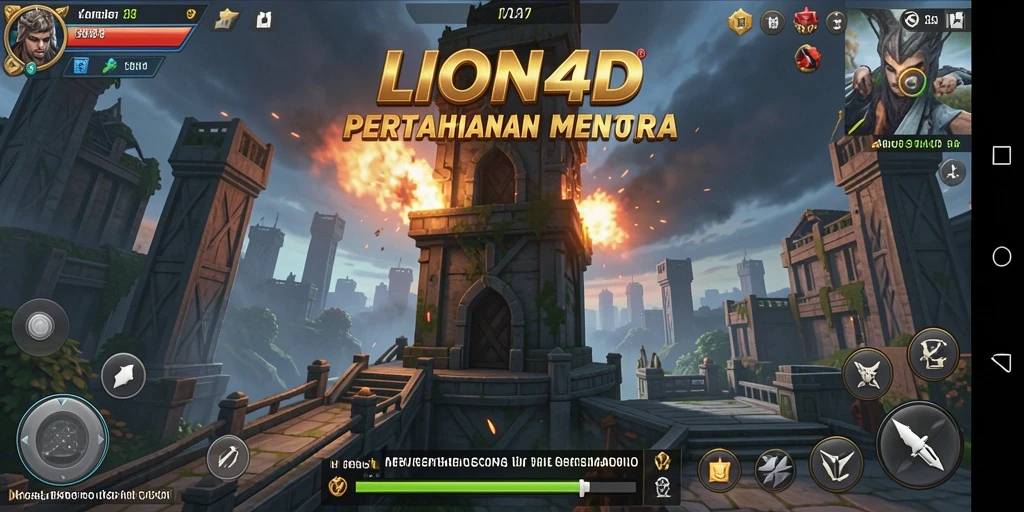 Tampilan menara dan gameplay menegangkan di LION4D.