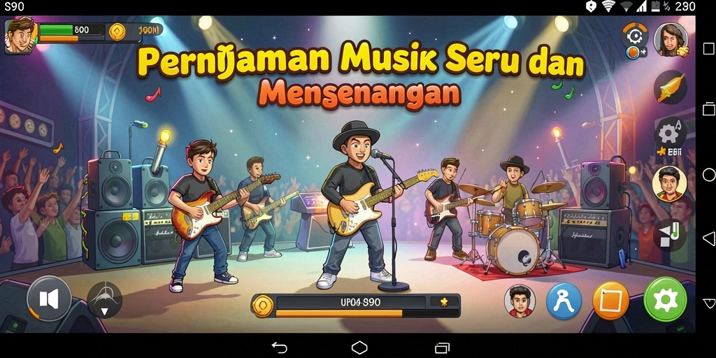 Screenshot utama S80 menunjukkan pemain menikmati permainan musik yang interaktif.