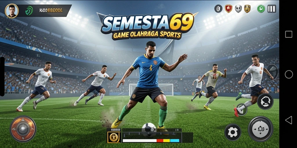 Tangkapan layar yang menunjukkan aksi seru di SEMESTA69 selama pertandingan olahraga.