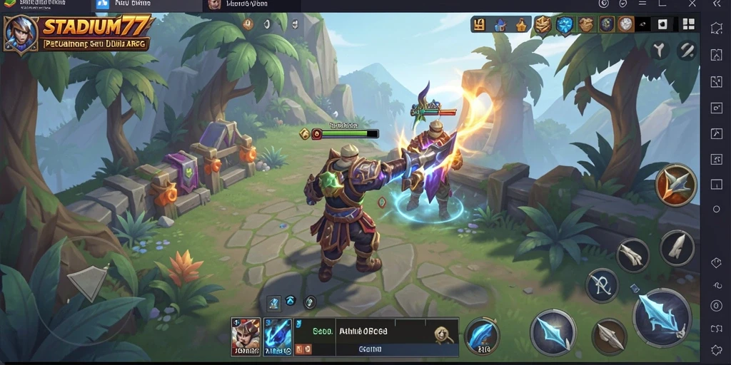 Menampilkan aksi seru dalam gameplay ARPG STADIUM77.