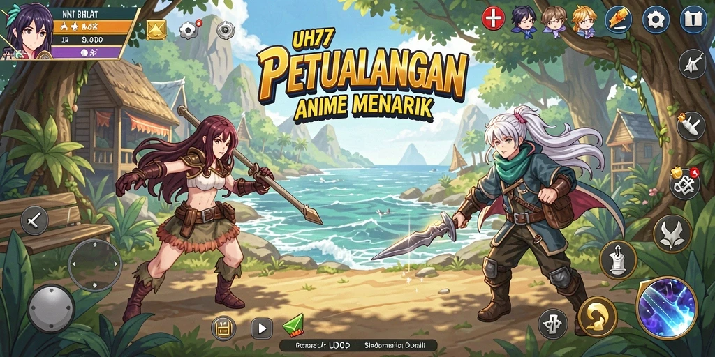 Screenshot UH77 menampilkan karakter anime dalam pertarungan seru.