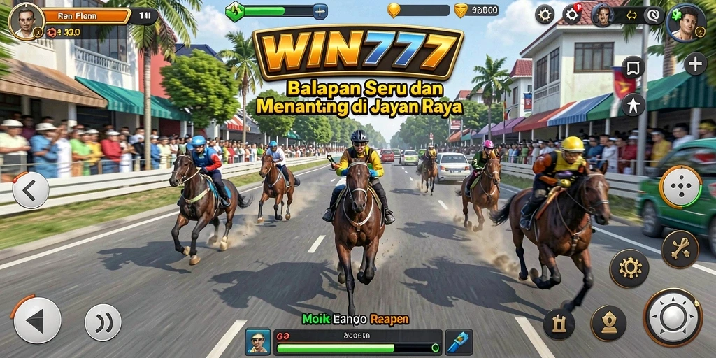 Screenshot gameplay WIN777 menampilkan aksi balapan yang mendebarkan.